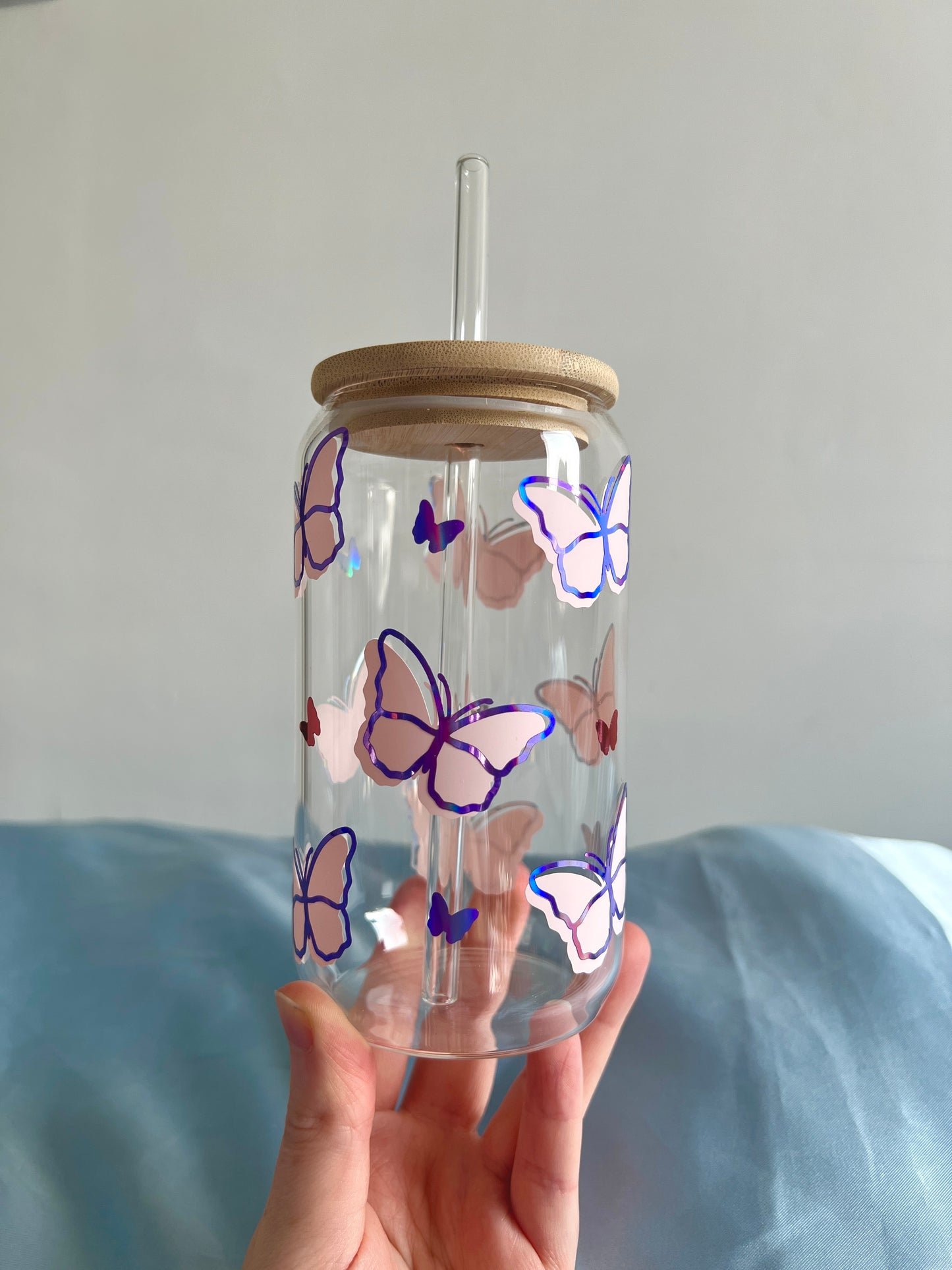 Pink Butterflies Can Cup