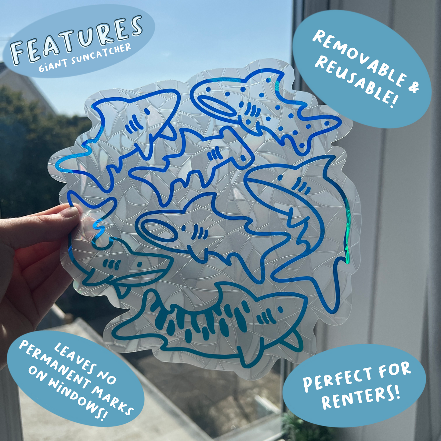 Giant Shark Squad Suncatcher