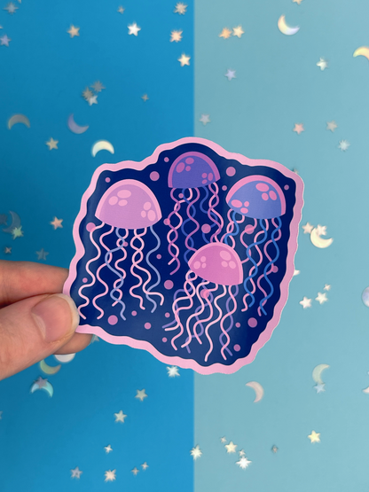 Pink Jellyfish Buddies Single Sticker