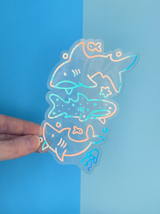 Shark Cluster Suncatcher Sticker