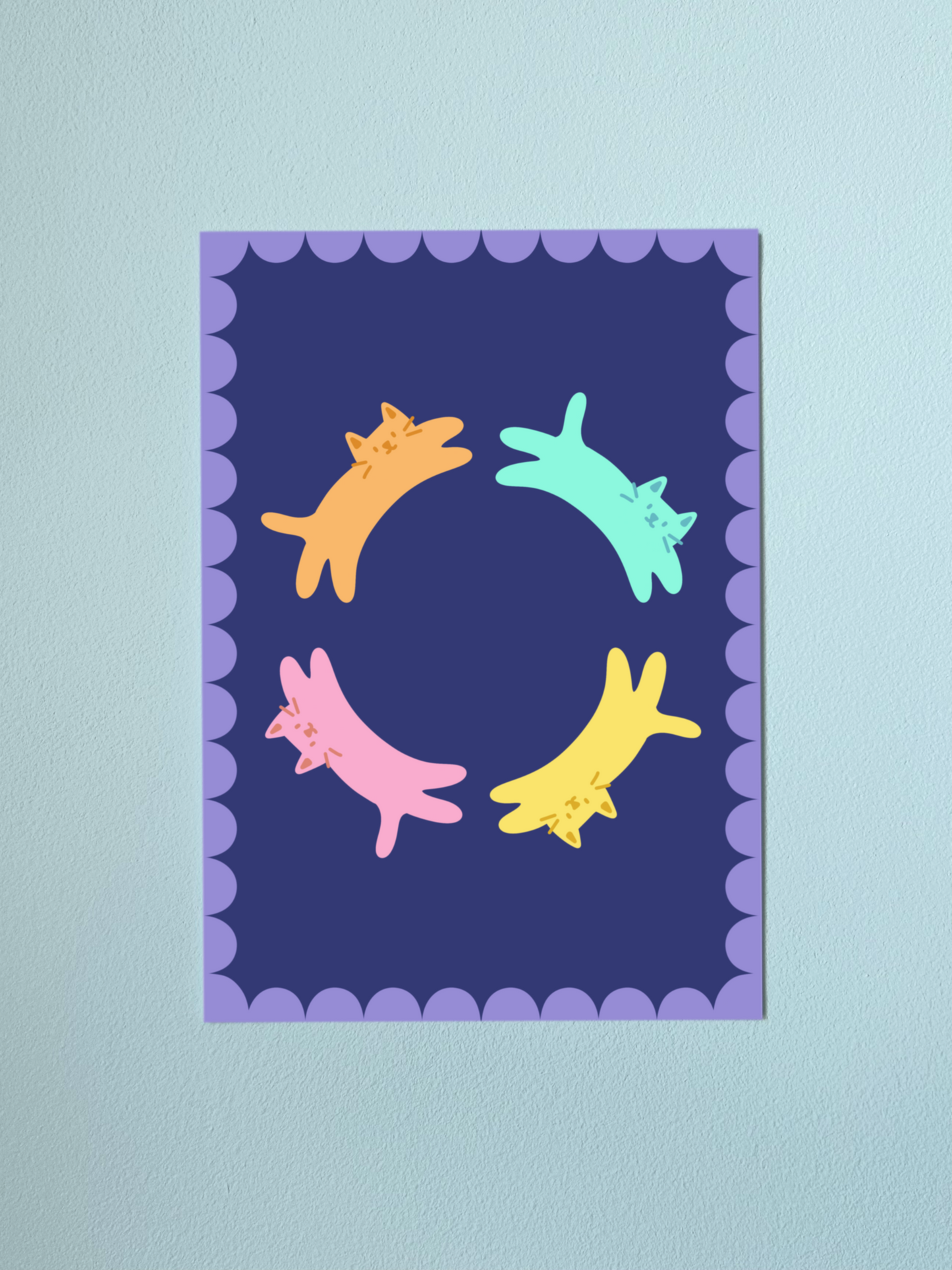Purple Cat Circle Print