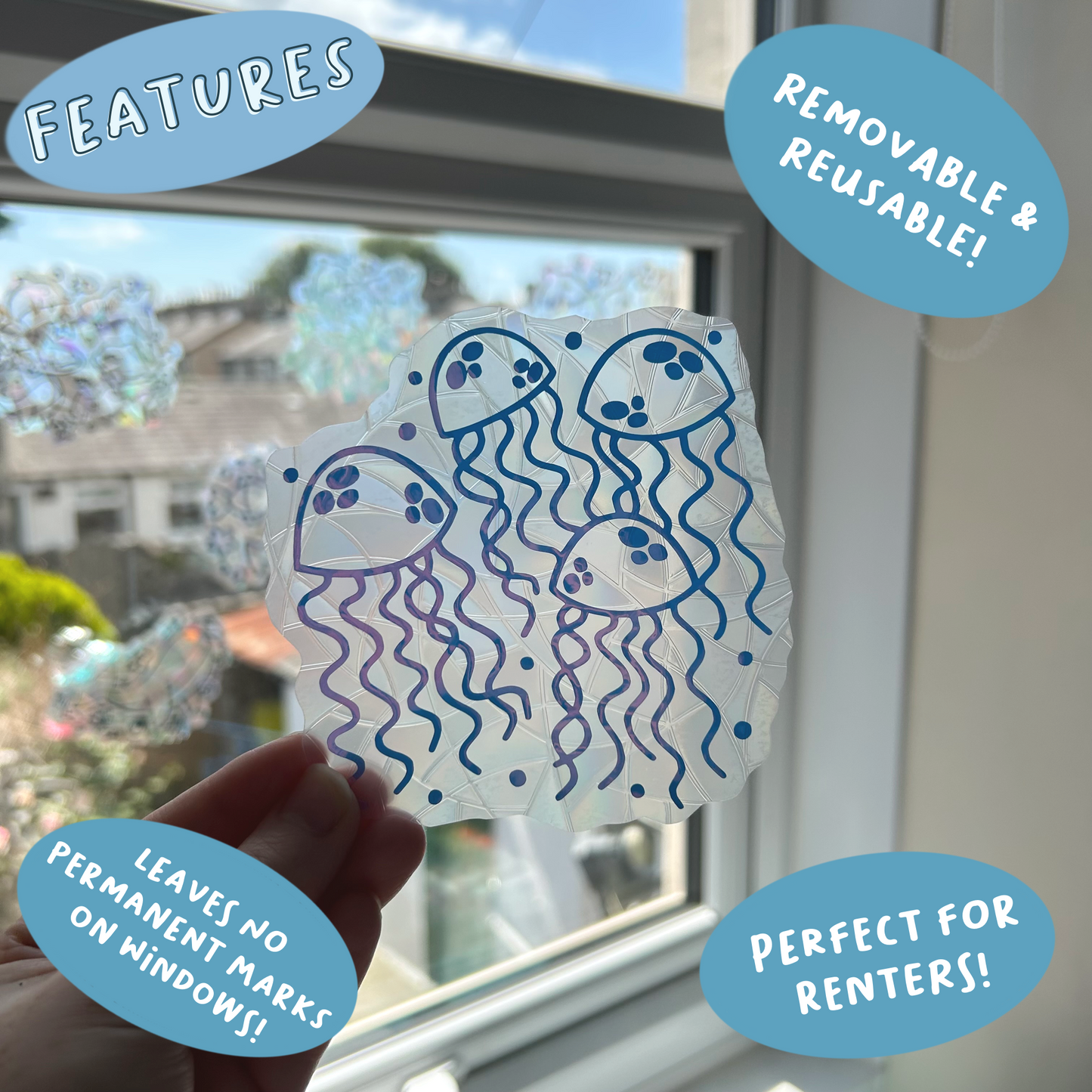 Jellyfish Buddies Suncatcher Sticker