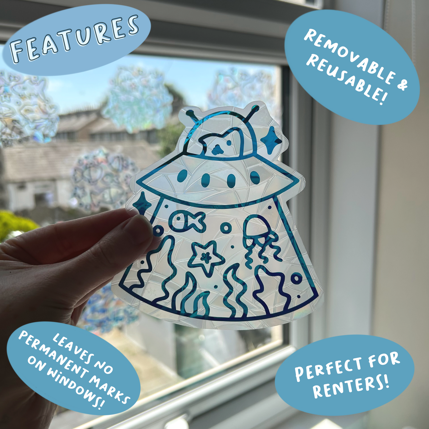 Space Shark Suncatcher Sticker