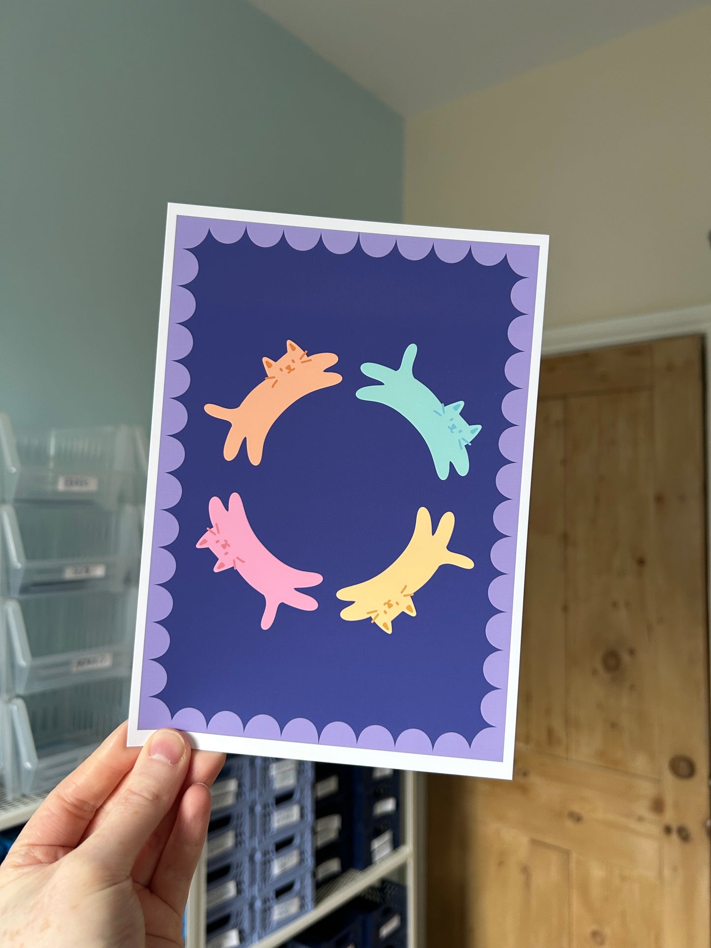 Purple Cat Circle Print