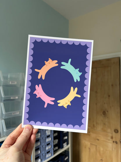Purple Cat Circle Print