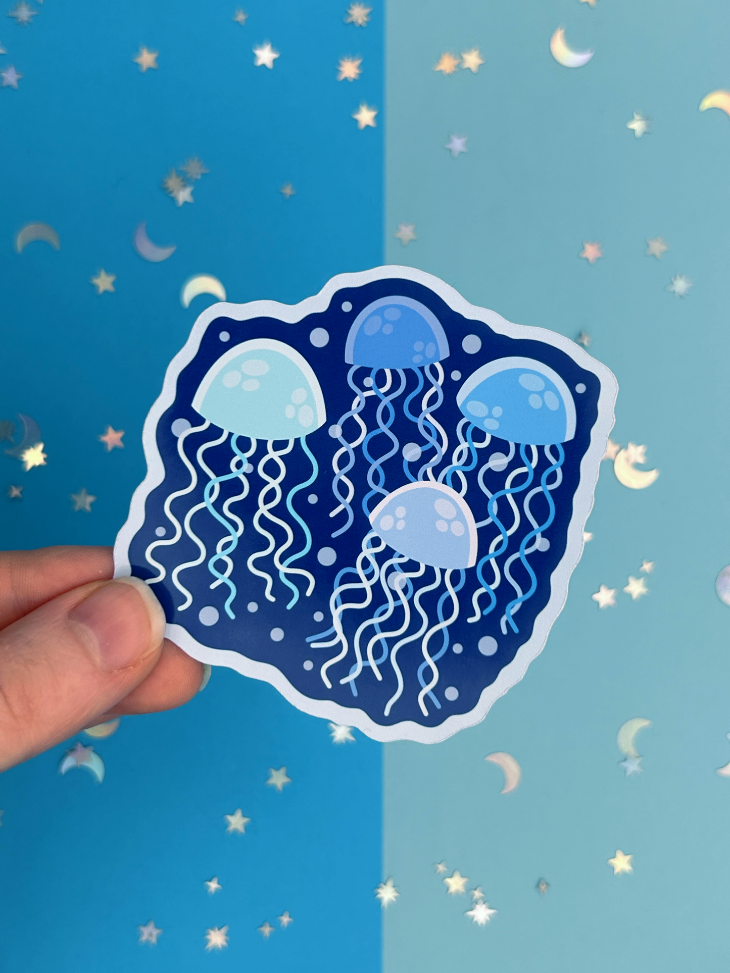 Blue Jellyfish Buddies Single Sticker