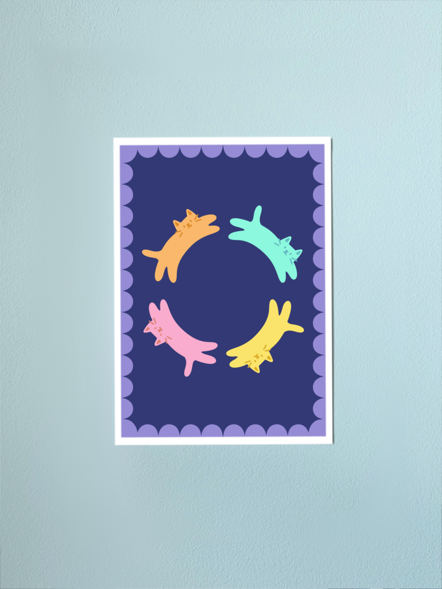 Purple Cat Circle Print