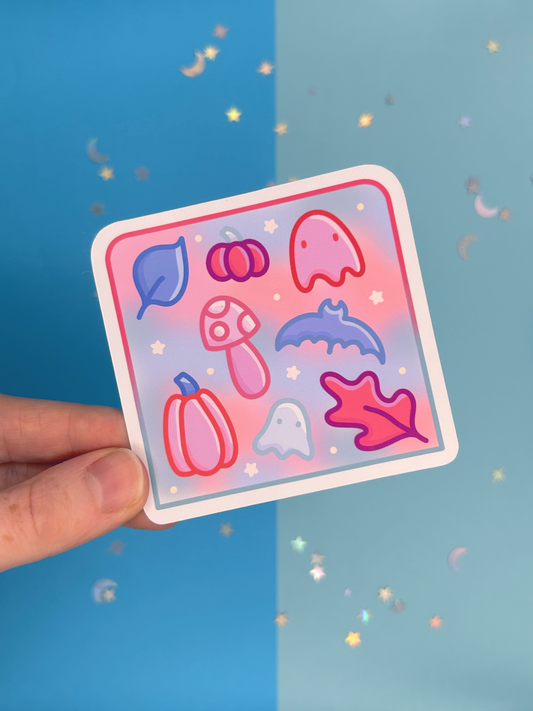 Pink Spooky Doodles Single Sticker