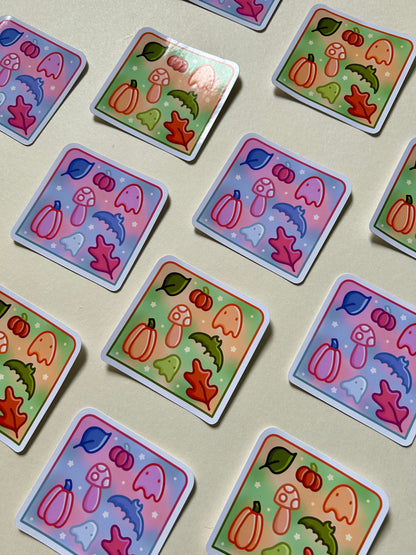 Orange Spooky Doodles Single Sticker