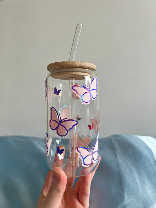 Pink Butterflies Can Cup
